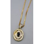 A Stone Set Pendant together with a 9ct. yellow gold neck chain, 6 gms