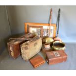 A 20th century mahogany cash register together with other items