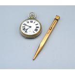 A gold plated yard -O -Led propelling pencil together with a nickel plated pocket watch