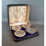 A set of four Edwardian silver sweet meat dishes in fitted case Sheffield 1908