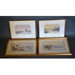 A pair of late 19th or early 20th century watercolours, lake scenes with figures fishing, together