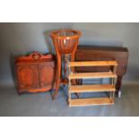 A mahogany inlaid jardiniere stand, together with other items