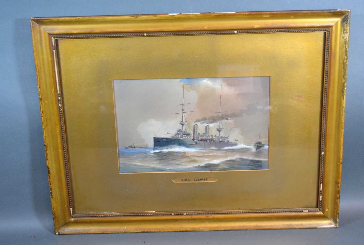 Harold Whitehead HMS Eclipse watercolour 18 x 28.5 cms - Image 2 of 3