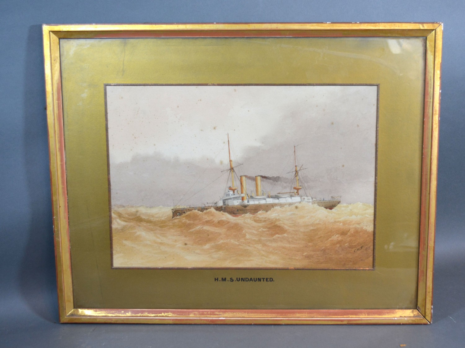 Charles William Fothergill HMS Undaunted watercolour, signed with monogram, 24.5 x 35.5 cms - Image 2 of 3