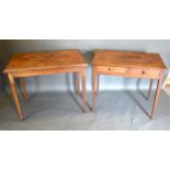 A 19th Century Parquetry Inlaid Rectangular Side Table with square tapering legs, 84 cms wide, 52