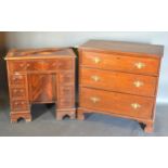 A 19th Century Oak Chest, the three drawers with brass handles raised upon bracket feet, 88 cms