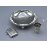 A Birmingham Silver Vesta Case with engraved decoration together with an 800 mark silver bowl and an