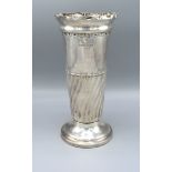 A Victorian Silver Vase of tapering half lobed form, Sheffield 1898, 21 cms tall