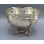 An Arts and Crafts Style Silver Bowl by Harry Brasted, the bowl bearing script upon a shaped