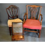 A 19th Century Mahogany Chippendale Style Armchair together with a mahogany Hepplewhite style side