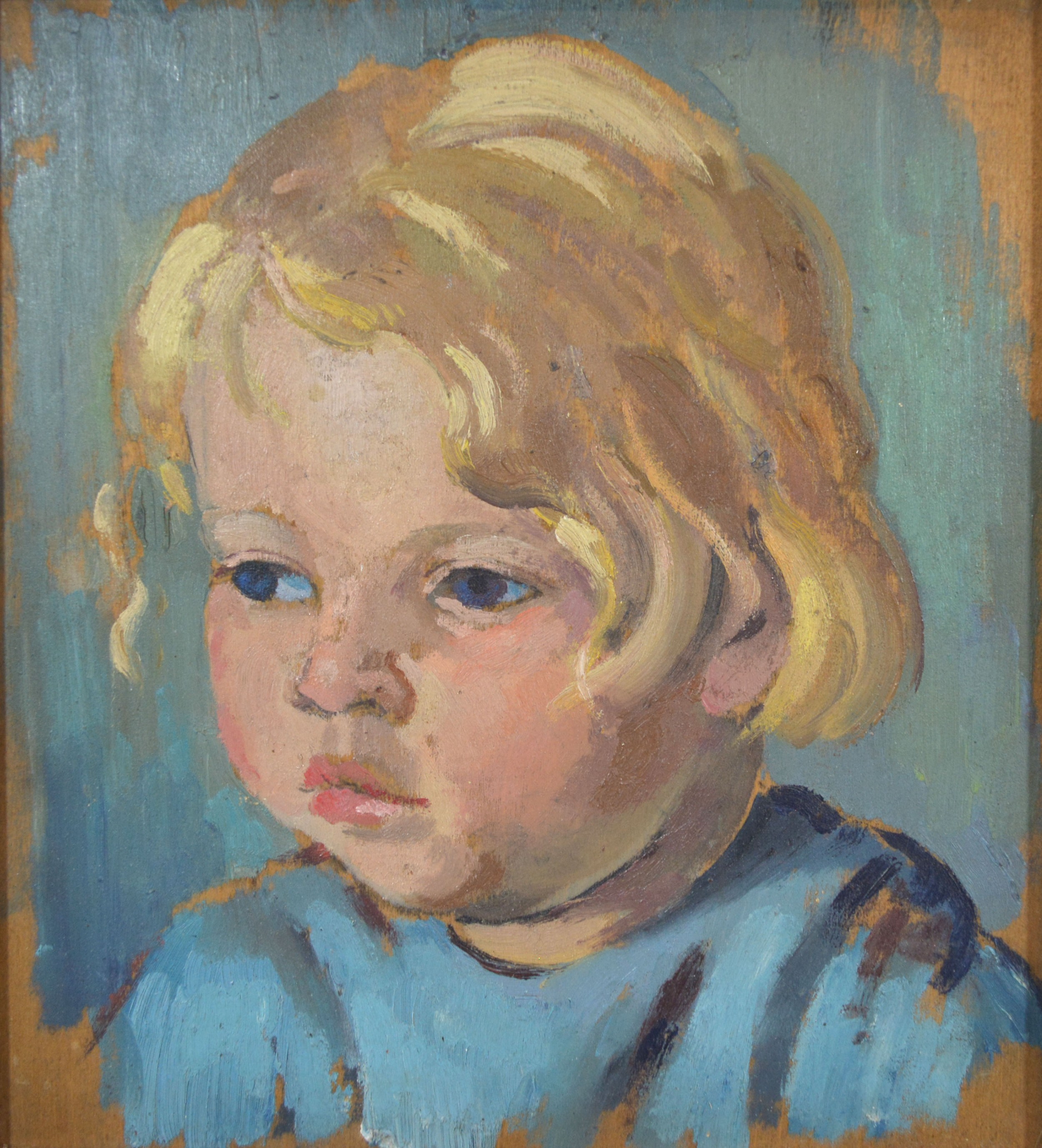 Attributed to Neville Lewis 'Portrait of a Young Boy' oil on board, unsigned, 23.5 x 21.5 cms