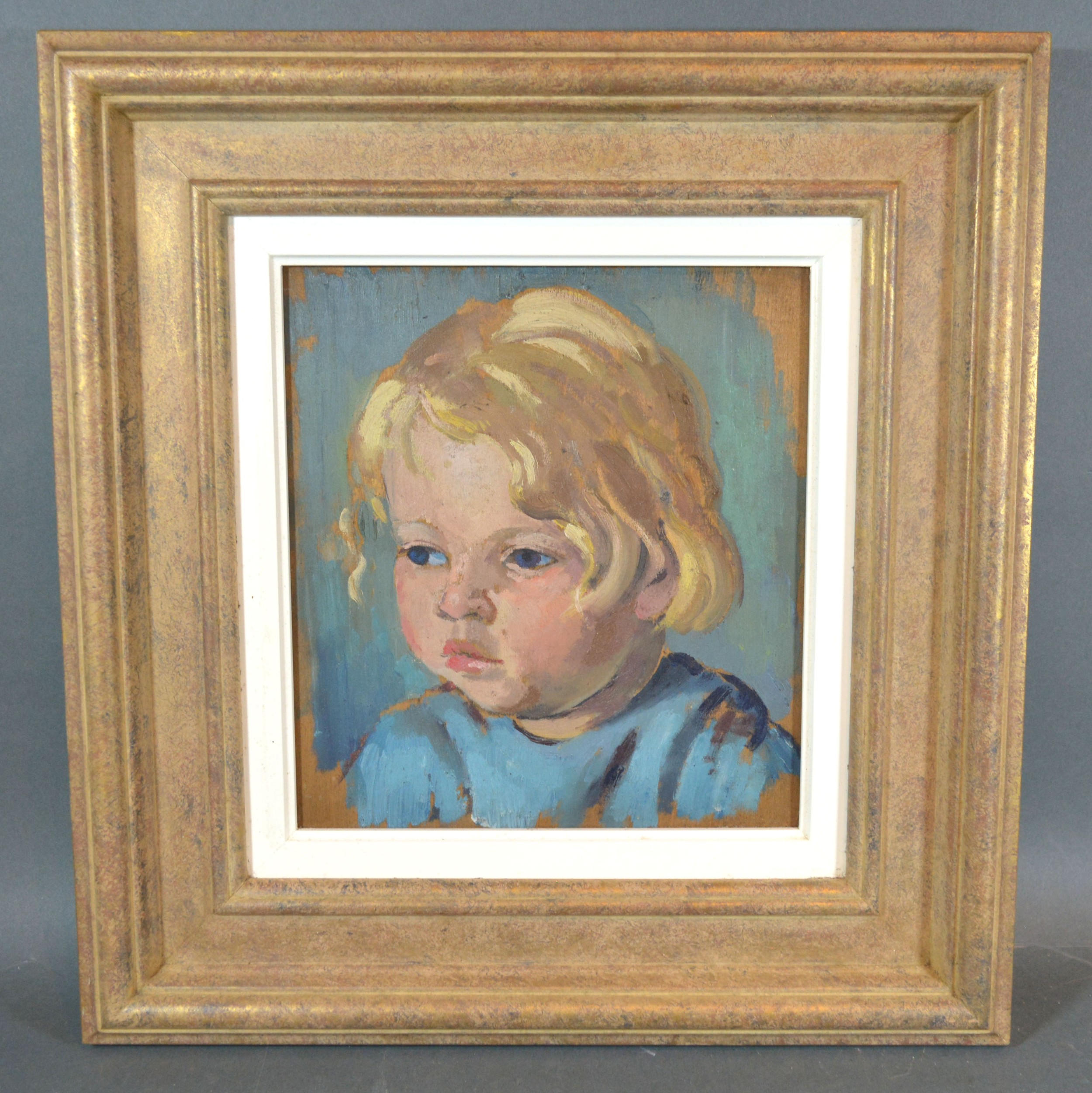 Attributed to Neville Lewis 'Portrait of a Young Boy' oil on board, unsigned, 23.5 x 21.5 cms - Image 2 of 3