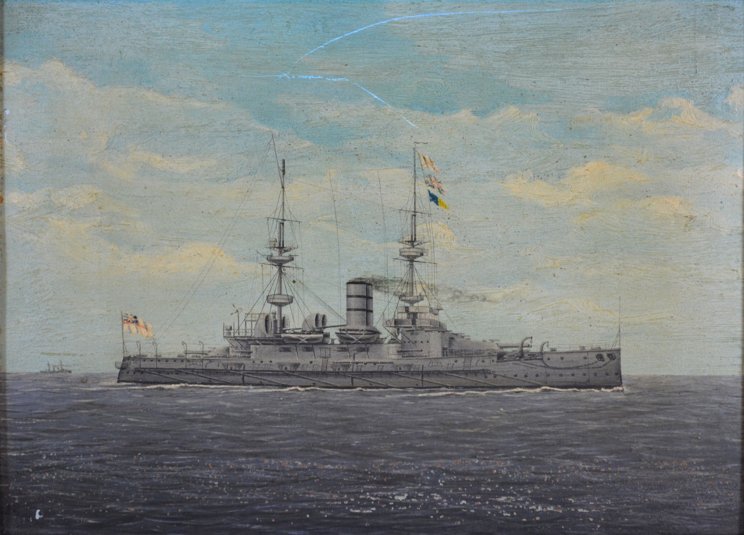 Early 20th Century English School, HMS Victorious, oil on board, 20 x 28 cms