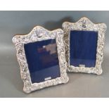 A Pair of 925 Silver Photograph Frames of embossed shaped form, 19.5 x 14.5 cms