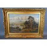 William Langley 'Rural Lake Scene' oil on canvas, signed, 29 x 45 cms