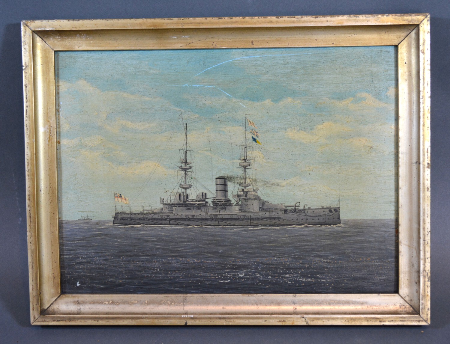 Early 20th Century English School, HMS Victorious, oil on board, 20 x 28 cms - Image 2 of 3