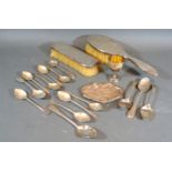 A London Silver Pin Tray together with a Birmingham silver backed two piece dressing table set, a