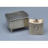 A Birmingham Silver Small Casket together with a continental silver miniature box
