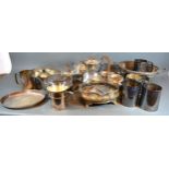 A Silver Plated Four Piece Tea Service together with a collection of other silver plated items