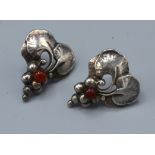 A Pair of 925 Silver Earrings by Georg Jensen in the form of Grapevine, 2.5 cms long