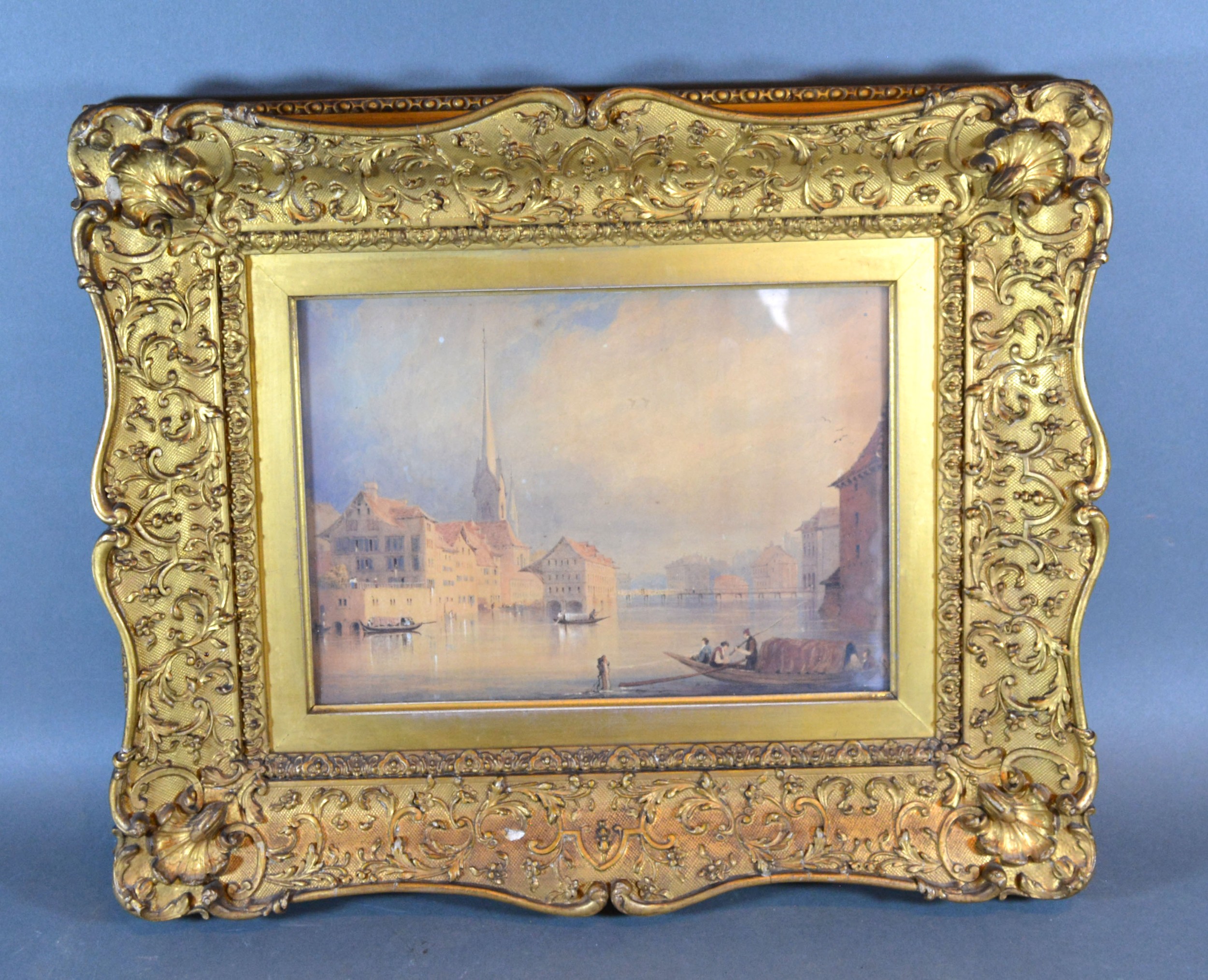 19th Century Italian School 'Venetian Scene with Figures in Punts' 19 x 26 cms - Image 2 of 3