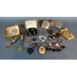 A Small Collection of Brooches, two belts with buckles and other items
