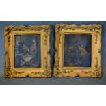 Early 19th Century Dutch School 'Tavern Interior Scenes' a pair of oils on panel 19 x 16 cms