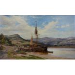 John Syer 'At The Landing' oil on canvas signed dated 1861 27 x 45 cms