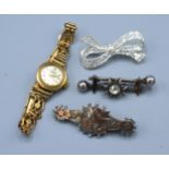 A 9ct. Gold Cased Ladies Wrist Watch by Kered with 9ct. gold linked bracelet 8.2 gms excluding