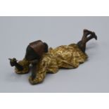 A 19th Century Cold Painted Bronze Figure of an Eastern Boy by Bergman and inscribed Geschutzt 14