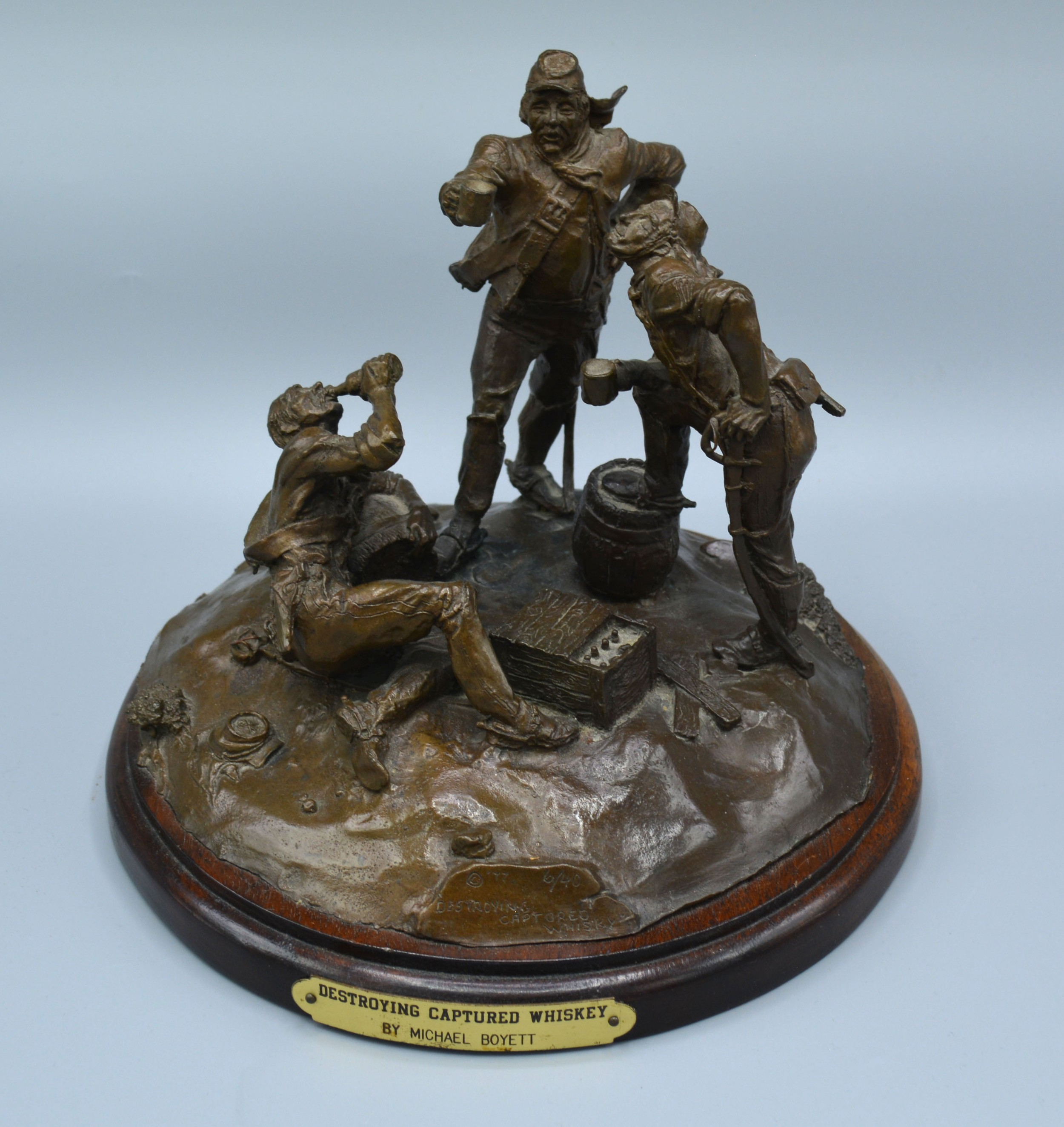 Michael Boyett 'Destroying Captured Whisky' patinated bronze group, limited edition number 6 of
