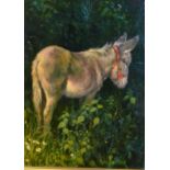 Donna Crawshaw 'Study of a Donkey within a Rural Setting' oil on board, signed, 25 x 20 cms