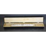 A Victorian Opaque Glass Large Rolling Pin Marine Related 78 cms long within box