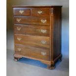 Ethan Allen Mahogany Chest of two short and four long drawers with brass handles flanked by reeded