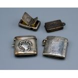A Victorian Silver Combination Vesta/Cheroot Cutter together with another similar and two silver