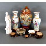 A Blanc de Chine Figure together with three Chinese vases and various covered bowls