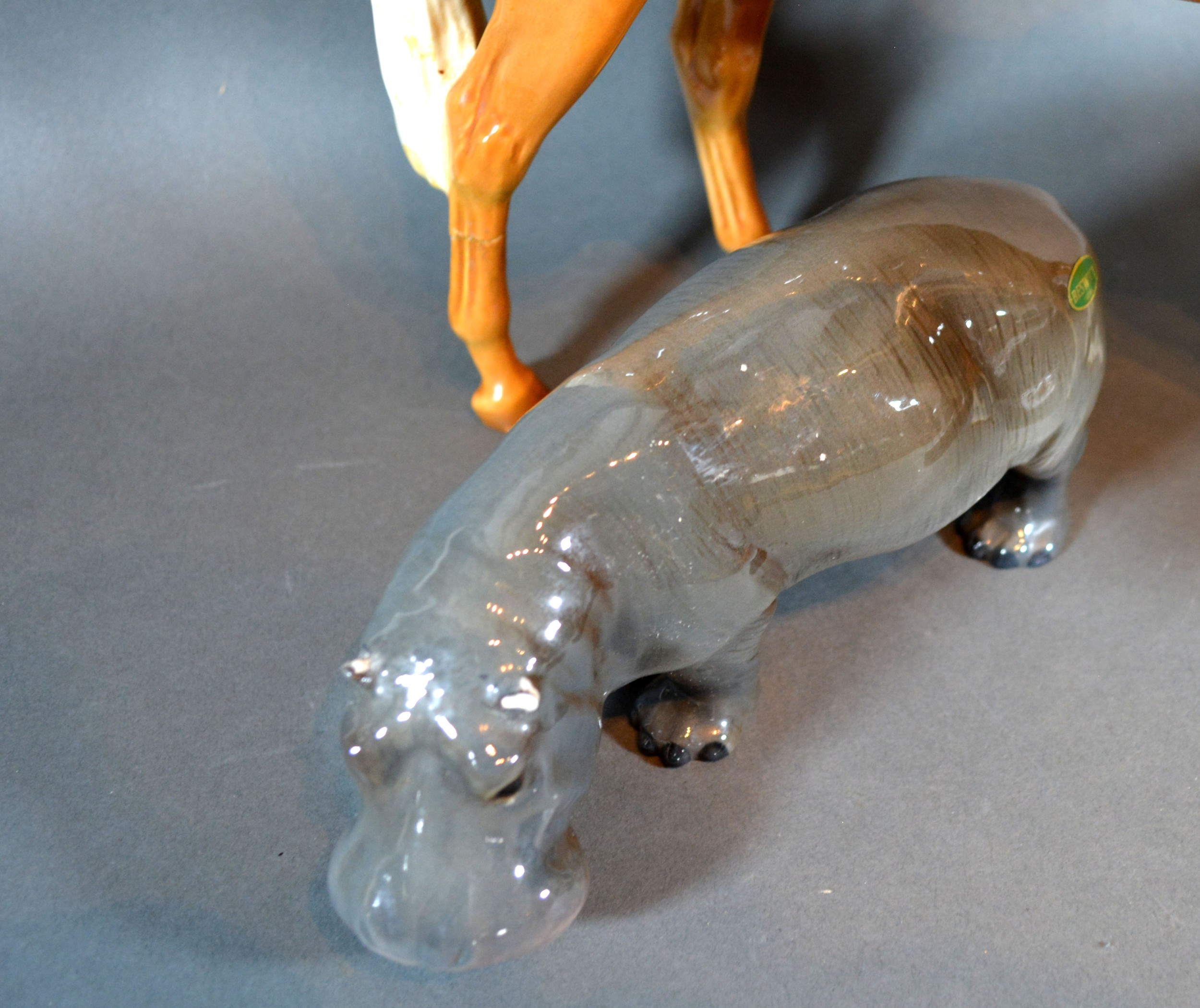 A Beswick Model of a Horse together with a similar model of a Hippopotamus and a Beswick model of - Image 2 of 2