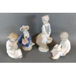 A Lladro Porcelain Figure in the form of a Girl With A Basket Of Flowers 17.5 cms tall together with