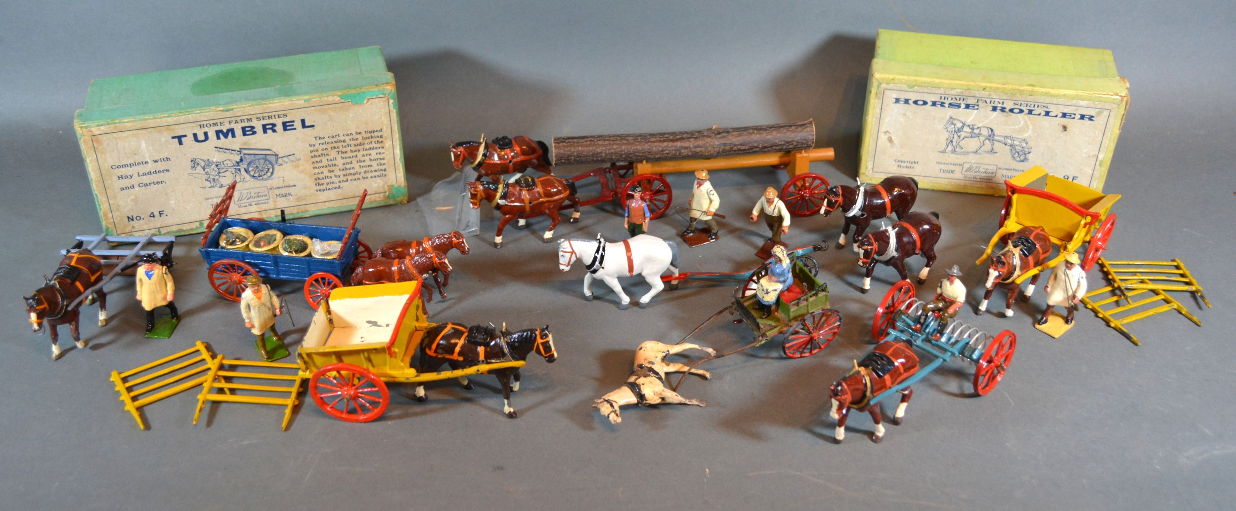 A Britain's Home Farm Series Tumbrel No. 4F with original box together with a collection of other