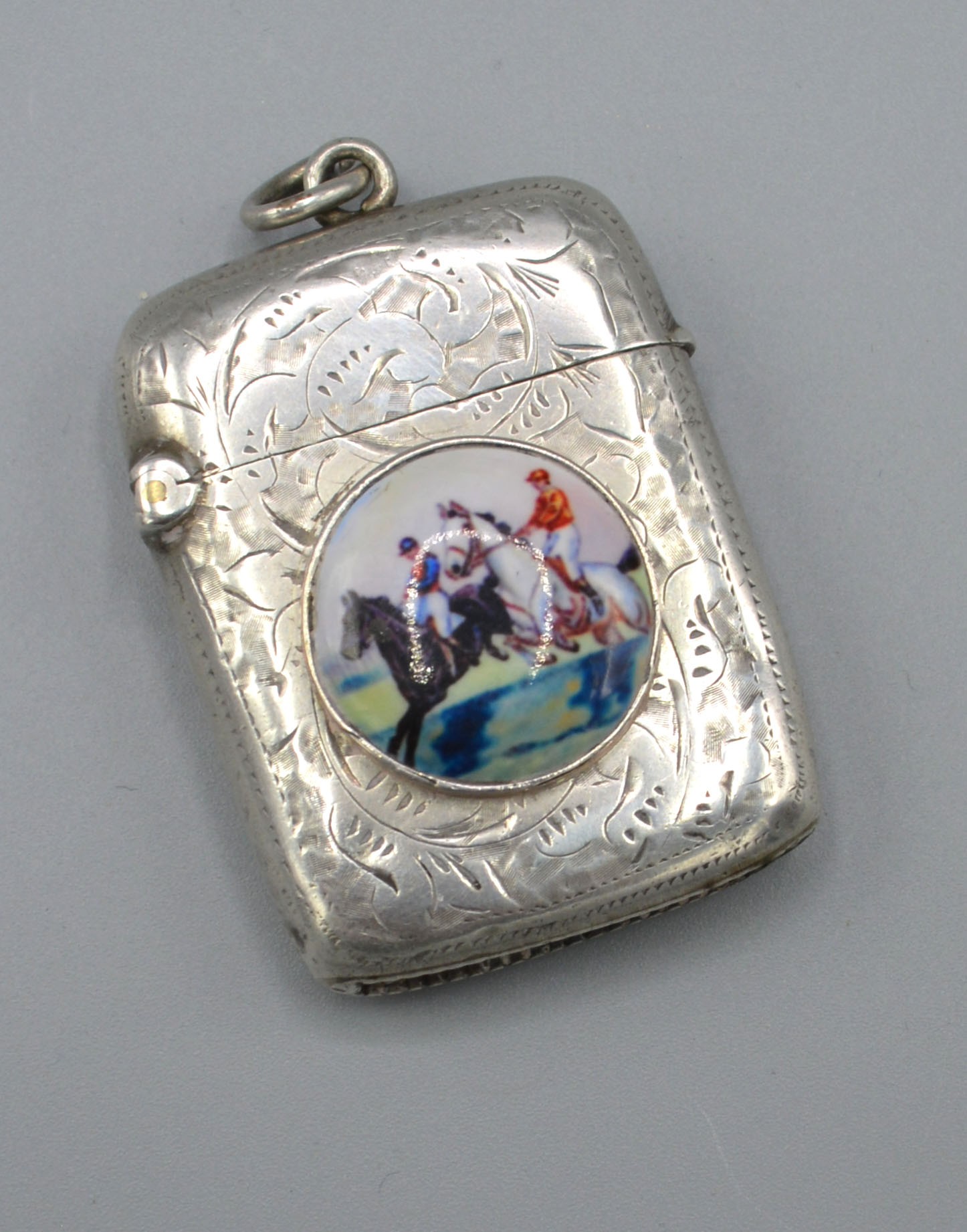 A Birmingham Silver Panel Set Vesta Case