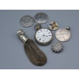 A London Silver Cased Pocket Watch together with a chain mesh purse, a Thaler converted to a