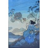Michael Mac Liammoir 'Fairy Nights' watercolour, signed, 24 x 16 cms