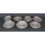 A Collection of 18th/19th Century English Porcelain Tea Bowls and Saucers to include Newhall