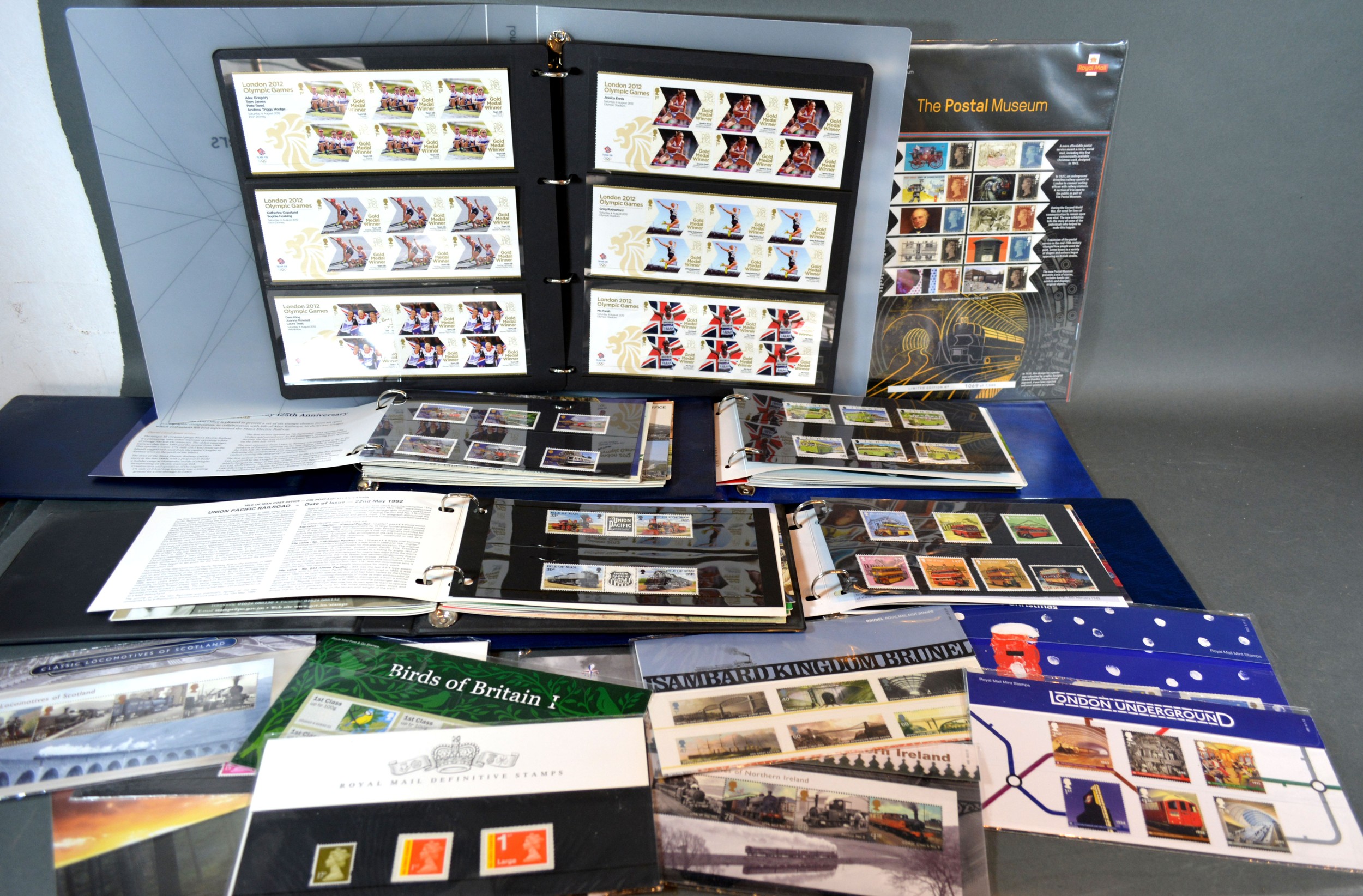 A London 2012 Team GB Gold Medal Winners Stamp Collection together with a small collection of