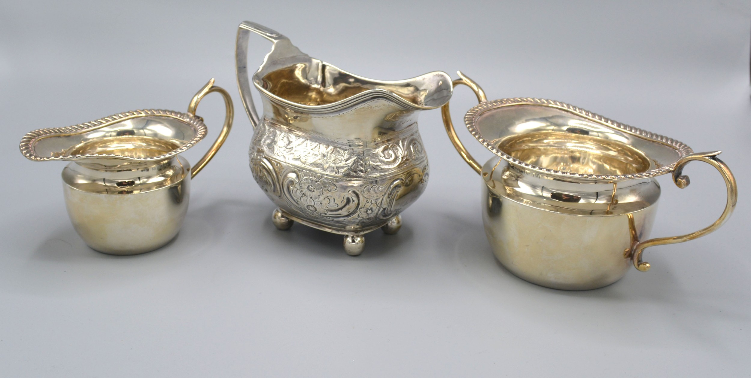 A George III Silver Sauce Jug London 1808 together with a Birmingham silver two handled sucrier