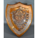 A Birmingham Silver Mounted and Oak Shield 'The Half Mile Championship' dated 1909 52 cms tall