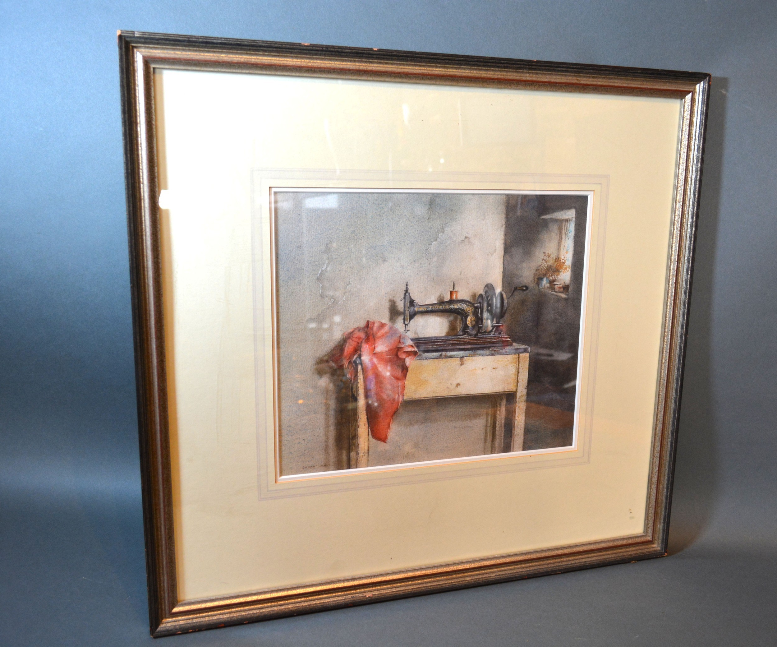 Gerry Ball, study of a violin upon a table within an interior, watercolour signed, 33cms x 25.5cms - Image 2 of 3