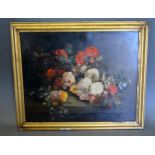 19th Century English School 'Still Life Summer Flowers upon a Ledge' oil on board 41 x 51 cms