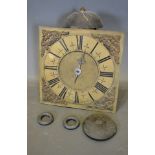 An Early Long Case Clock Movement, the brass dial inscribed Donning Petworth, 23 cms square