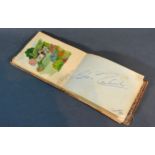 A Circa 1940's Autograph Album containing watercolours and drawings